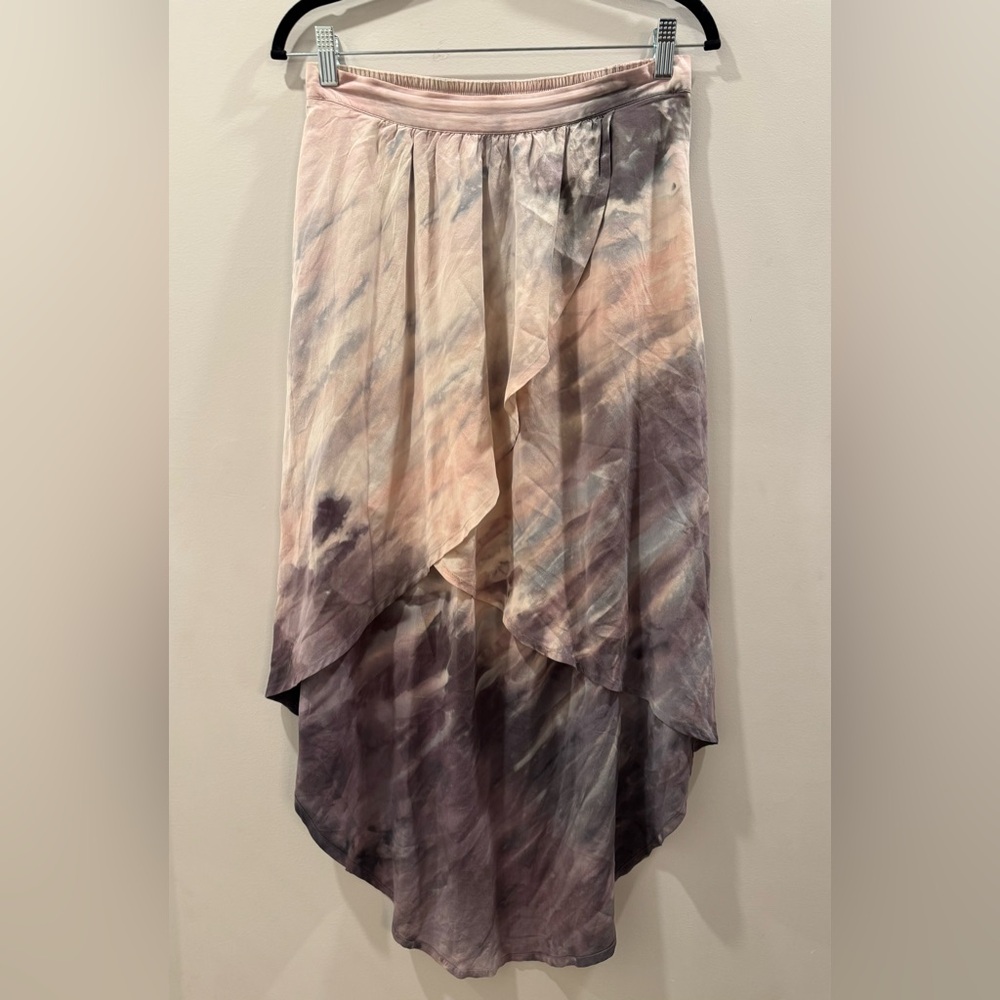 Gypsy 05 Purple Gray Midi Silk Skirt NWOT